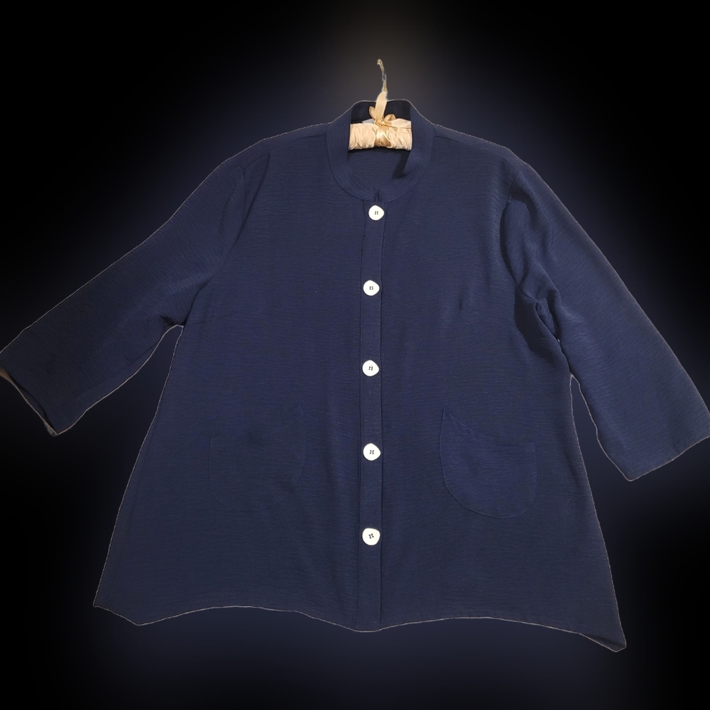 Kleio Navy Blue Button-Up Blouse